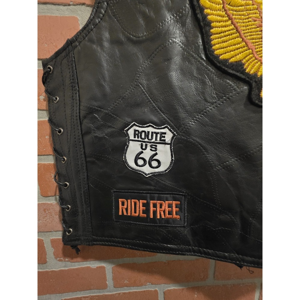 Diamond Plate Buffalo Leather Biker Motorcycle Vest Large  Patches.        Sku 3 - Picture 10 of 14